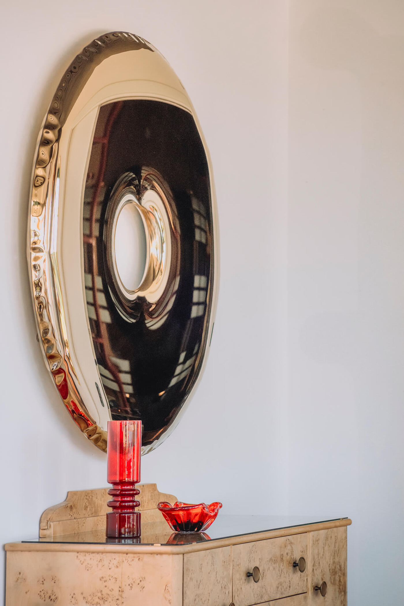 Rondo mirror, colour: brass gold