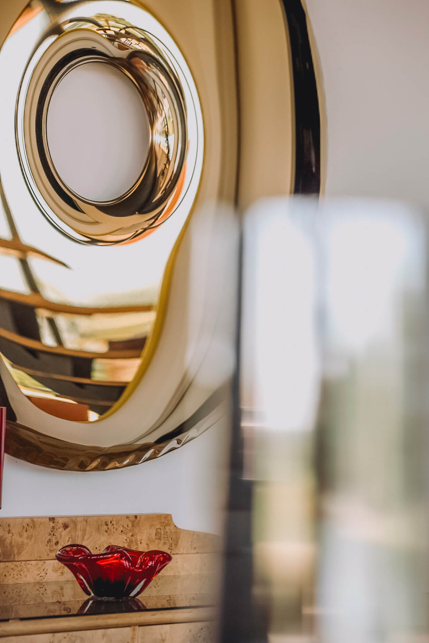 Rondo mirror, colour: brass gold