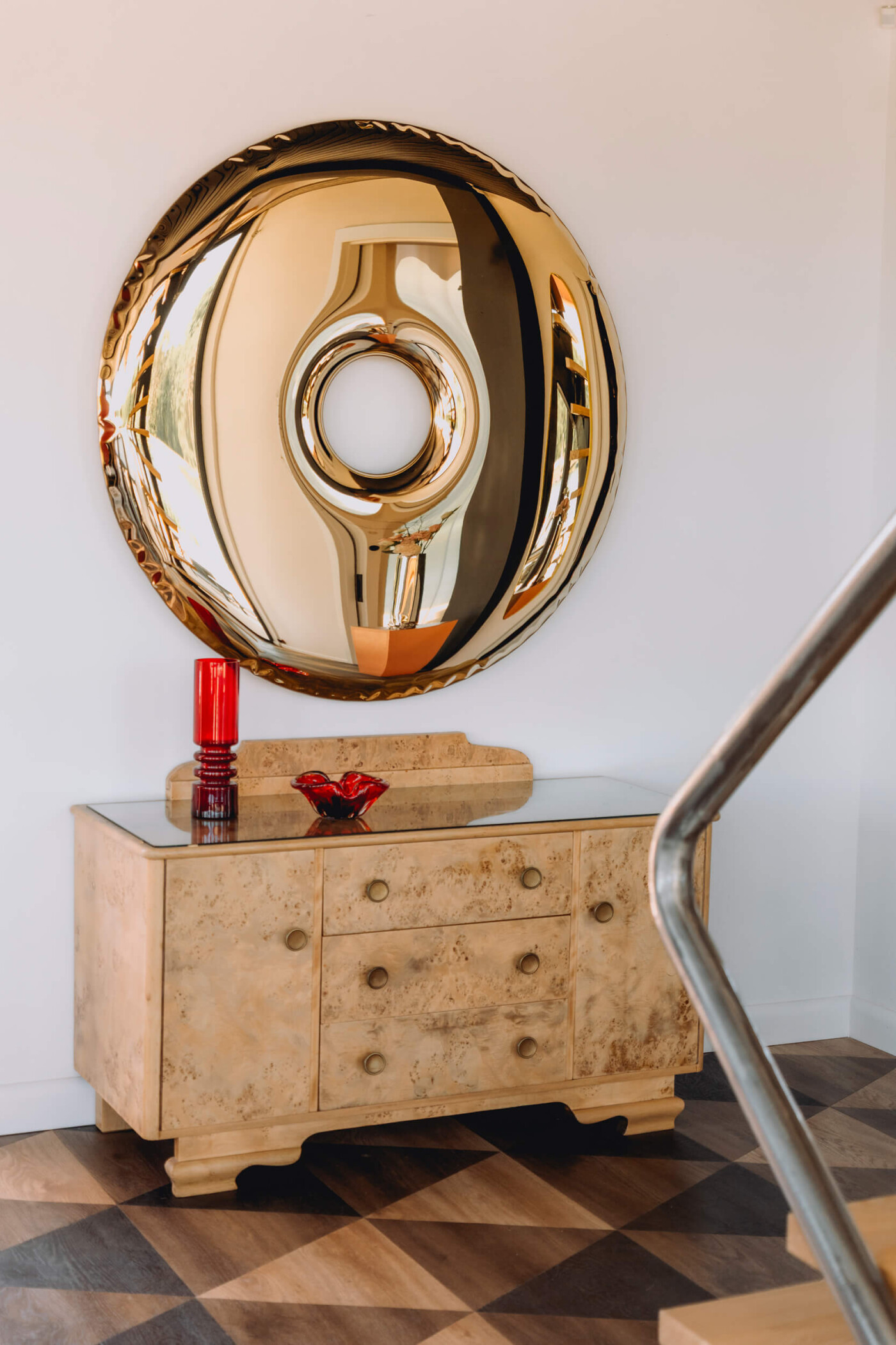 Rondo mirror, colour: brass gold